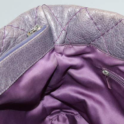 CHANEL Wild Stitch Tote Bag Leather Purple Silver CC bs19398