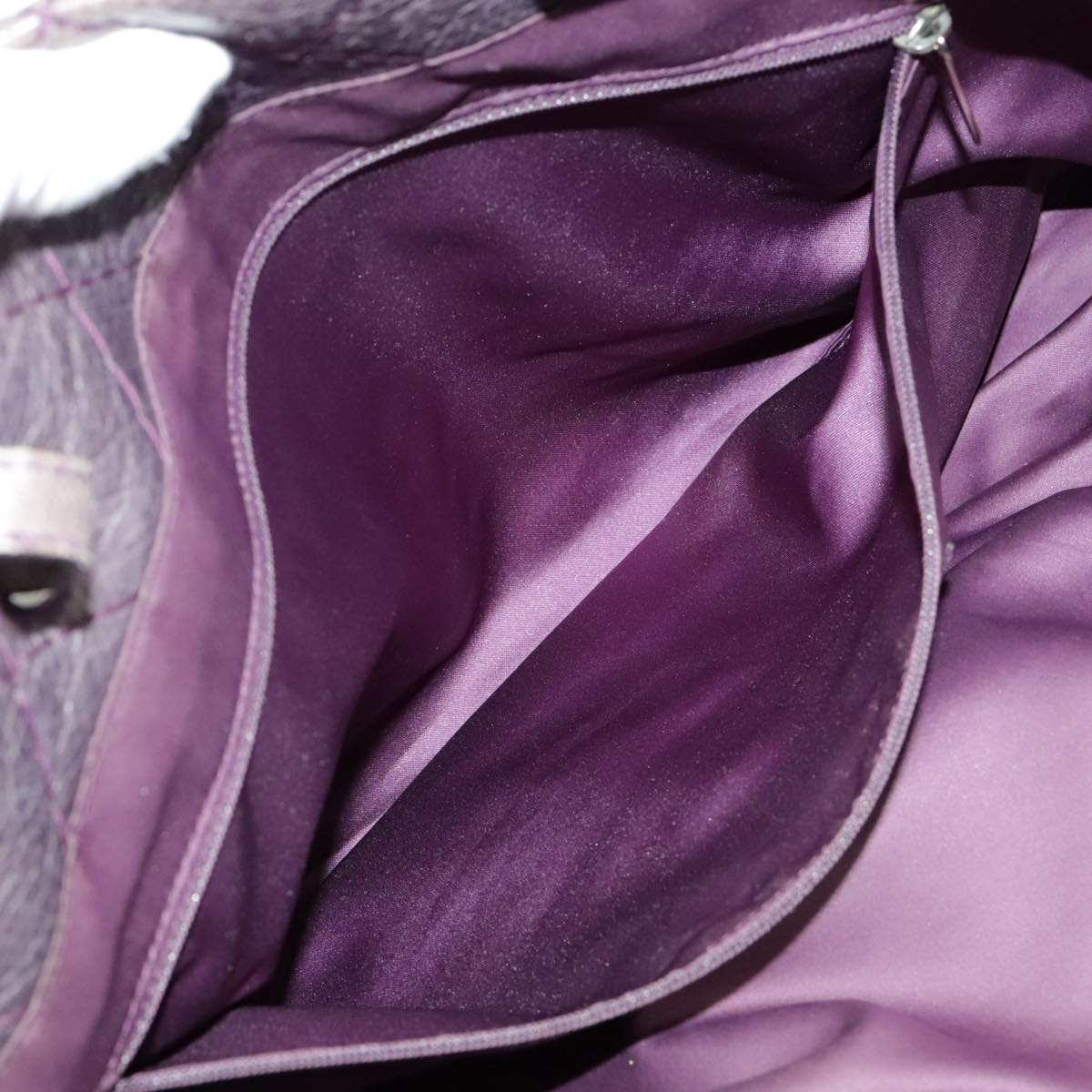 CHANEL Wild Stitch Tote Bag Leather Purple Silver CC bs19398