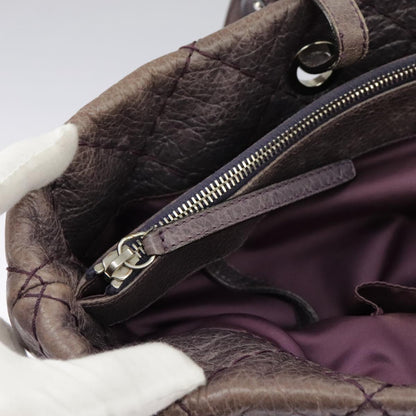 CHANEL Wild Stitch Tote Bag Leather Purple Silver CC bs19398