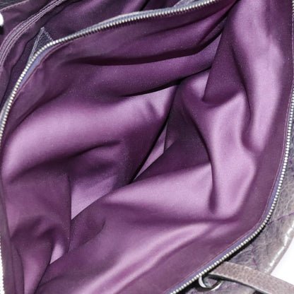 CHANEL Wild Stitch Tote Bag Leather Purple Silver CC bs19398