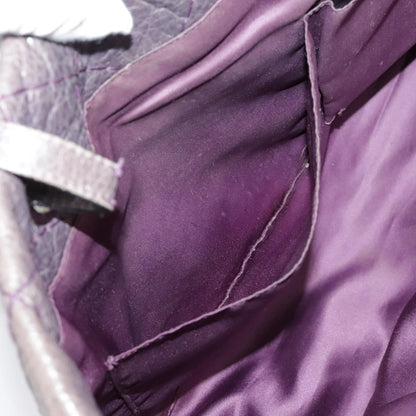 CHANEL Wild Stitch Tote Bag Leather Purple Silver CC bs19398