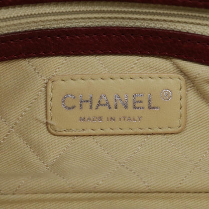CHANEL Chain Hand Bag Caviar Skin Beige Silver CC bs19418