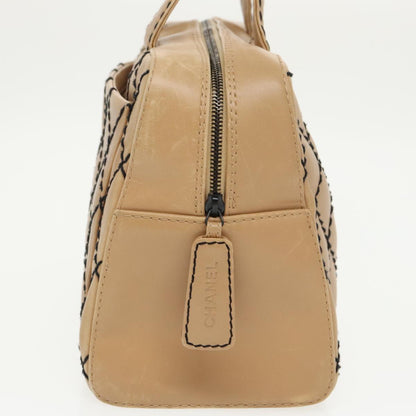 CHANEL Matelasse Wild Stitch Hand Bag Leather Beige CC bs19424