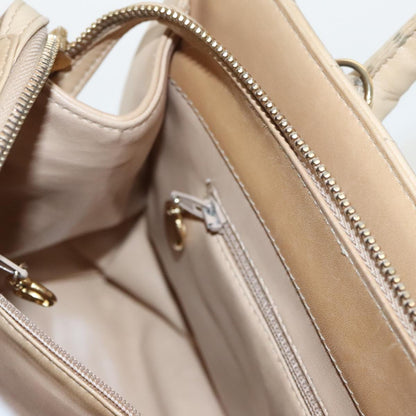 CHANEL V Stitch Hand Bag Leather 2way Beige Gold CC bs19426