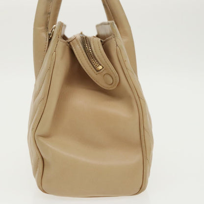CHANEL V Stitch Hand Bag Leather 2way Beige Gold CC bs19426