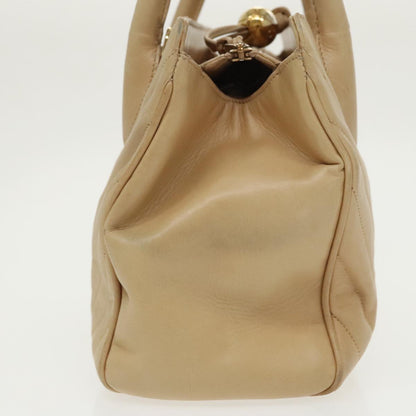 CHANEL V Stitch Hand Bag Leather 2way Beige Gold CC bs19426