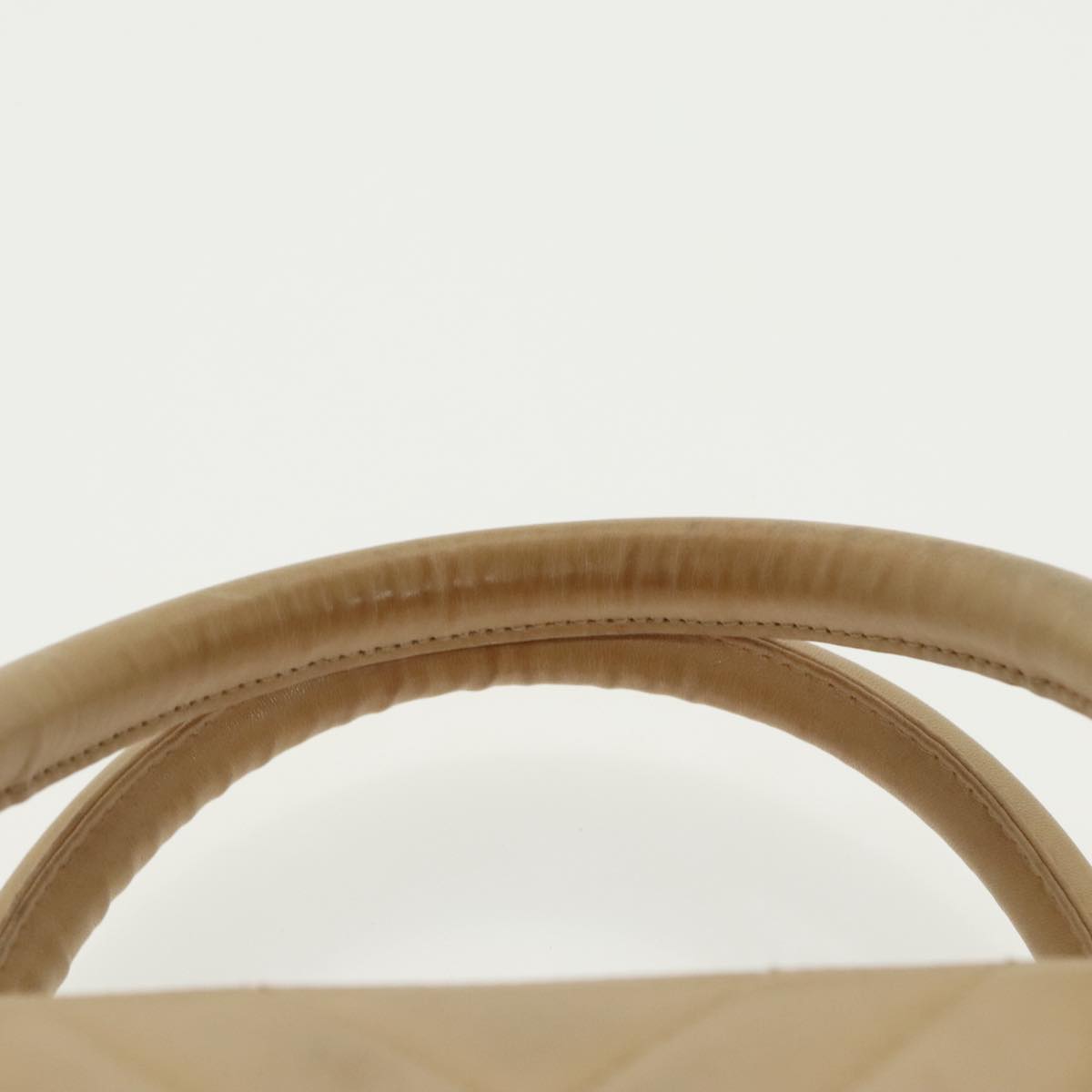 CHANEL V Stitch Hand Bag Leather 2way Beige Gold CC bs19426
