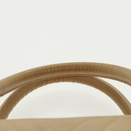 CHANEL V Stitch Hand Bag Leather 2way Beige Gold CC bs19426