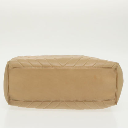 CHANEL V Stitch Hand Bag Leather 2way Beige Gold CC bs19426