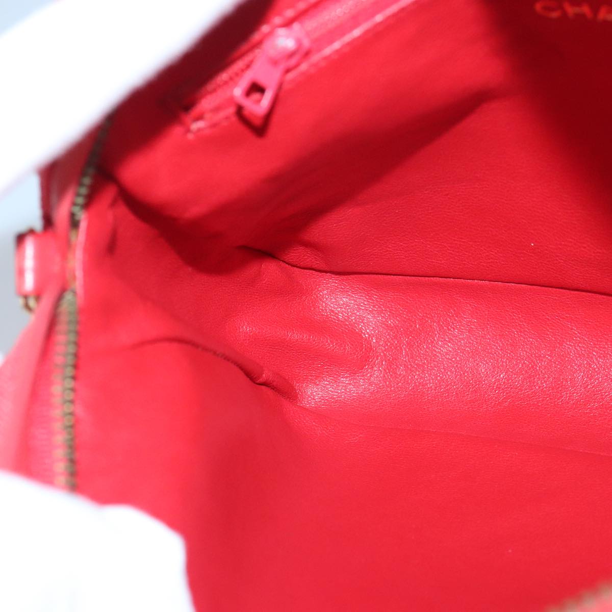 CHANEL Chain Shoulder Bag Canvas Red Gold CC bs19429