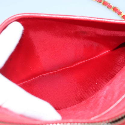 CHANEL Chain Shoulder Bag Canvas Red Gold CC bs19429