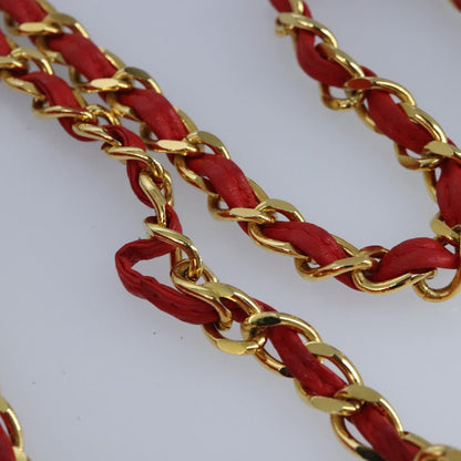 CHANEL Chain Shoulder Bag Canvas Red Gold CC bs19429