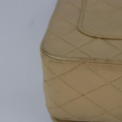 CHANEL Matelasse Chain Hand Bag Lamb Skin Beige Gold CC bs19431
