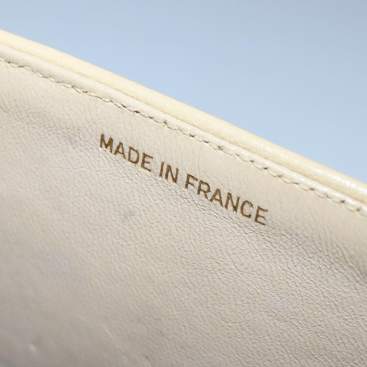 CHANEL Matelasse Chain Hand Bag Lamb Skin Beige Gold CC bs19431