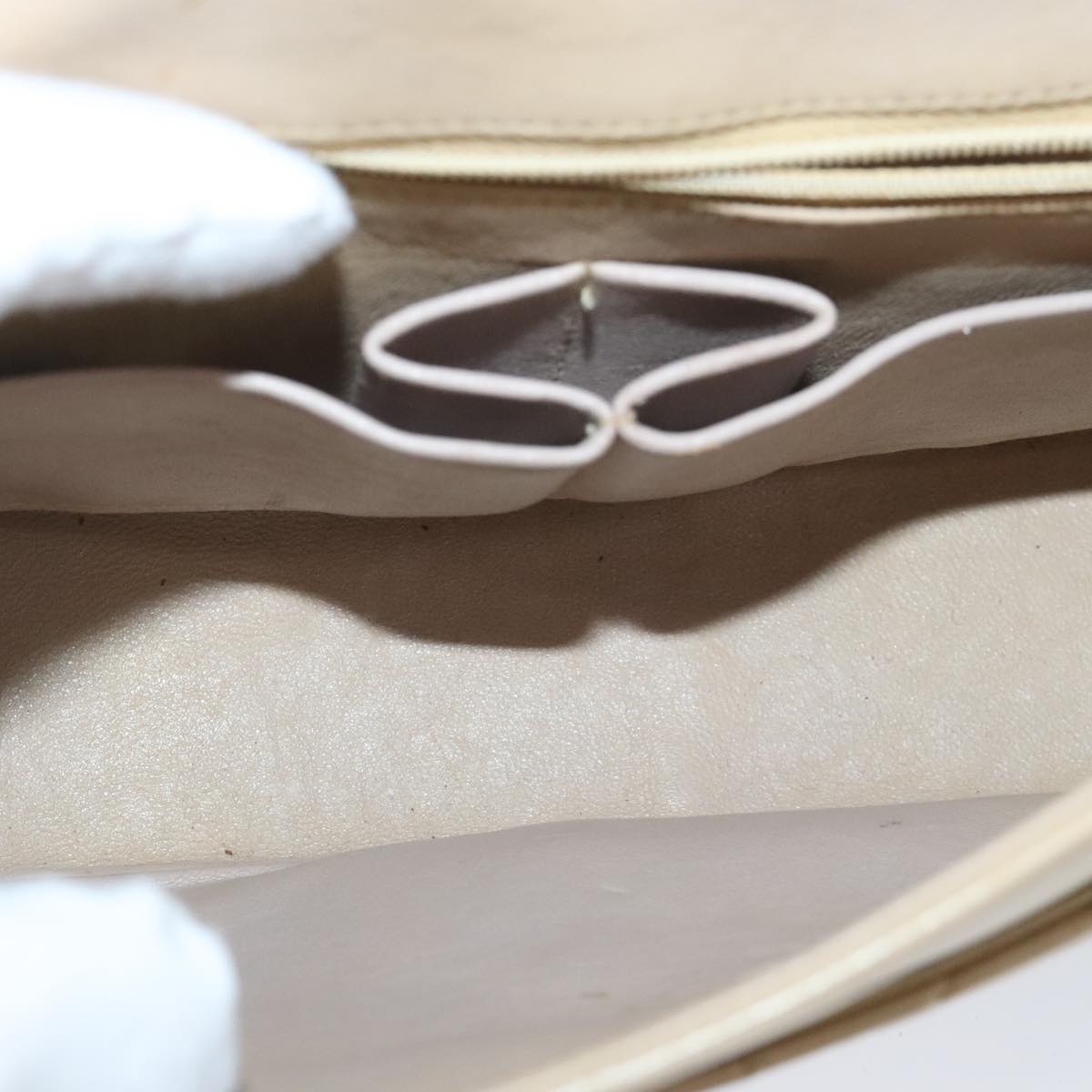 CHANEL Matelasse Chain Hand Bag Lamb Skin Beige Gold CC bs19431