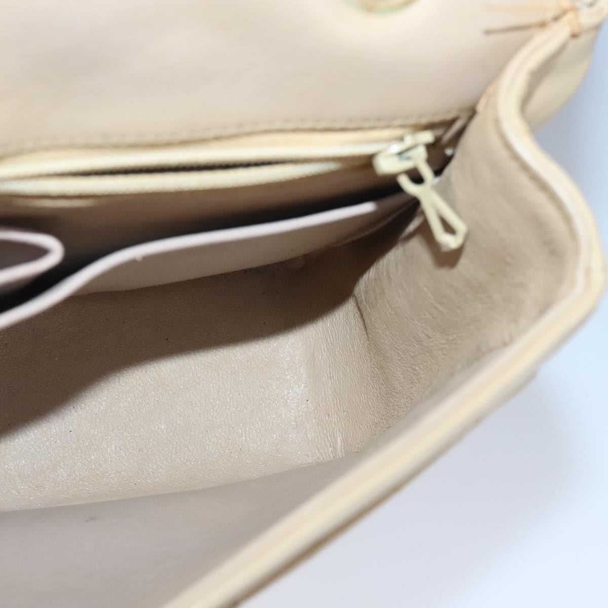 CHANEL Matelasse Chain Hand Bag Lamb Skin Beige Gold CC bs19431