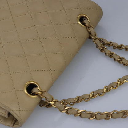 CHANEL Matelasse Chain Hand Bag Lamb Skin Beige Gold CC bs19431