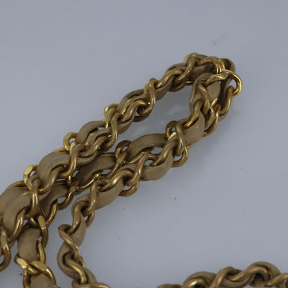 CHANEL Matelasse Chain Hand Bag Lamb Skin Beige Gold CC bs19431