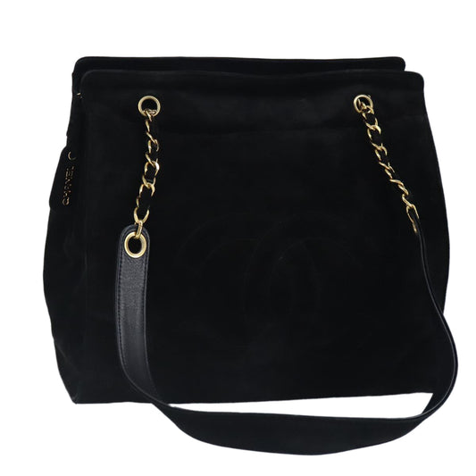 CHANEL COCO Mark Chain Shoulder Bag Suede Black Gold CC bs19433
