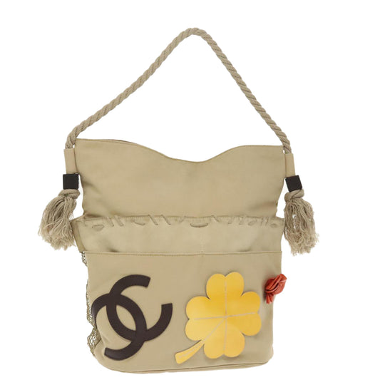 CHANEL Shoulder Bag Canvas Beige CC bs19434