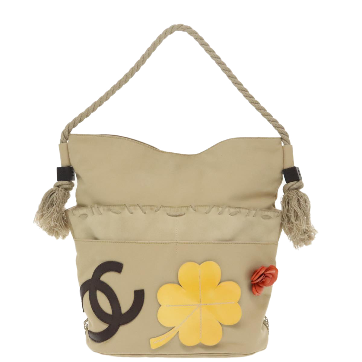CHANEL Shoulder Bag Canvas Beige CC bs19434