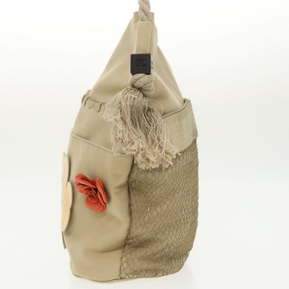 CHANEL Shoulder Bag Canvas Beige CC bs19434