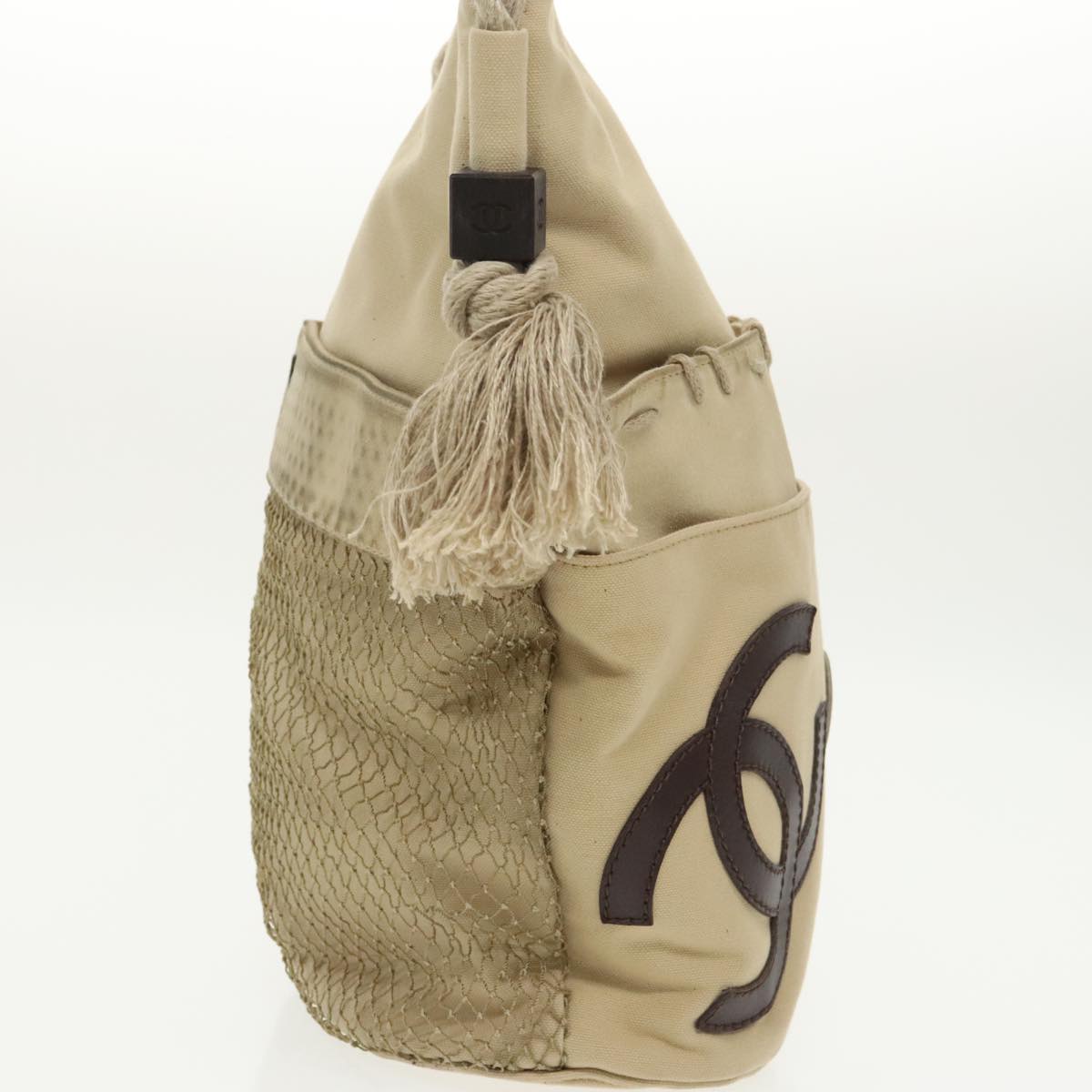 CHANEL Shoulder Bag Canvas Beige CC bs19434