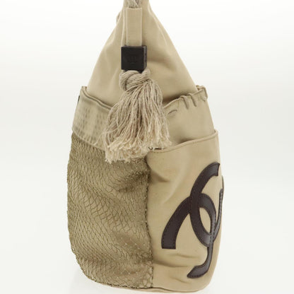 CHANEL Shoulder Bag Canvas Beige CC bs19434
