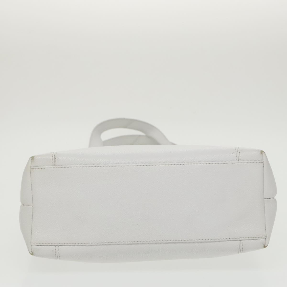 CHANEL Shoulder Bag Caviar Skin White Gold CC bs19456