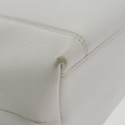 CHANEL Shoulder Bag Caviar Skin White Gold CC bs19456