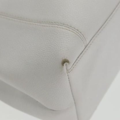 CHANEL Shoulder Bag Caviar Skin White Gold CC bs19456