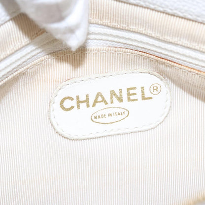 CHANEL Shoulder Bag Caviar Skin White Gold CC bs19456
