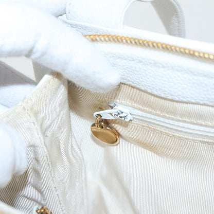CHANEL Shoulder Bag Caviar Skin White Gold CC bs19456