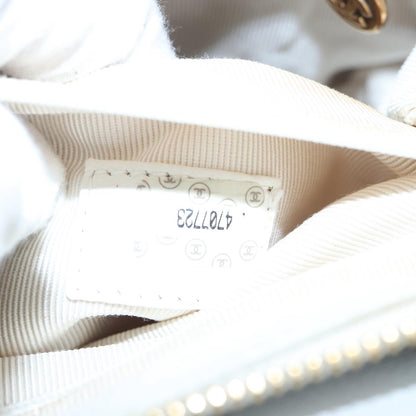 CHANEL Shoulder Bag Caviar Skin White Gold CC bs19456