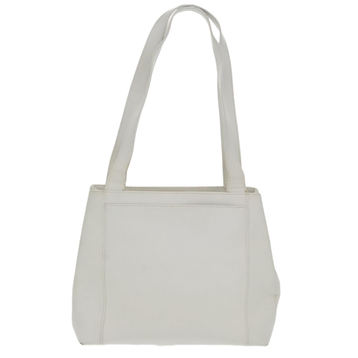 CHANEL Shoulder Bag Caviar Skin White Gold CC bs19456