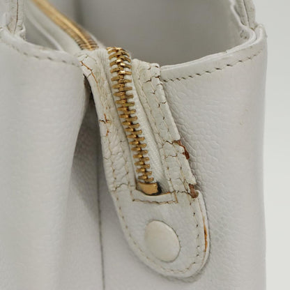 CHANEL Shoulder Bag Caviar Skin White Gold CC bs19456