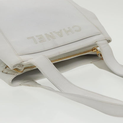CHANEL Shoulder Bag Caviar Skin White Gold CC bs19456