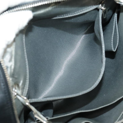 CHANEL Mademoiselle Chain Hand Bag Lamb Skin Silver Black CC bs19458