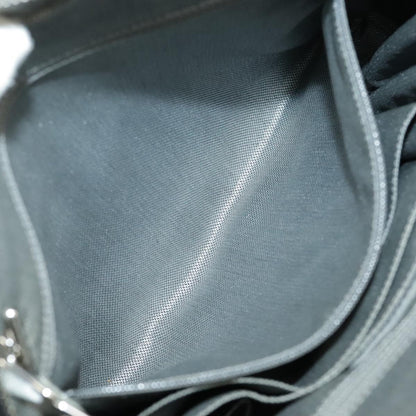 CHANEL Mademoiselle Chain Hand Bag Lamb Skin Silver Black CC bs19458