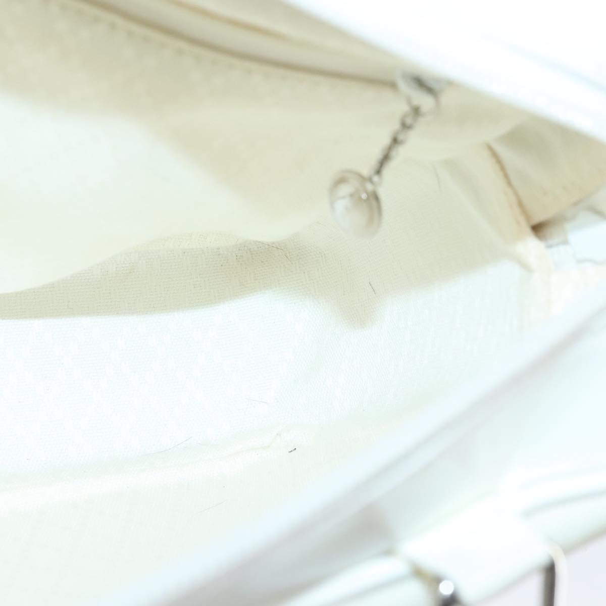 GUCCI Bamboo Hand Bag Nylon Leather White Silver 000 2040 0538  bs19480