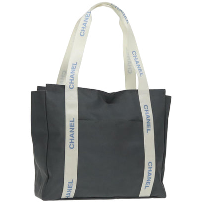 CHANEL Tote Bag Nylon Gray White CC bs19531