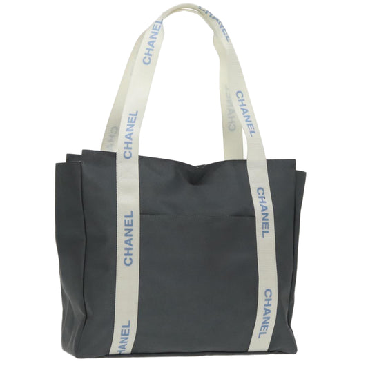 CHANEL Tote Bag Nylon Gray White CC bs19531