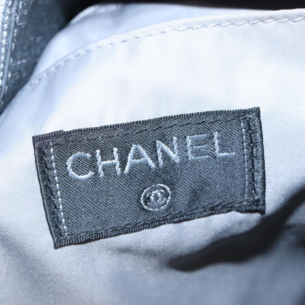 CHANEL Tote Bag Nylon Gray White CC bs19531