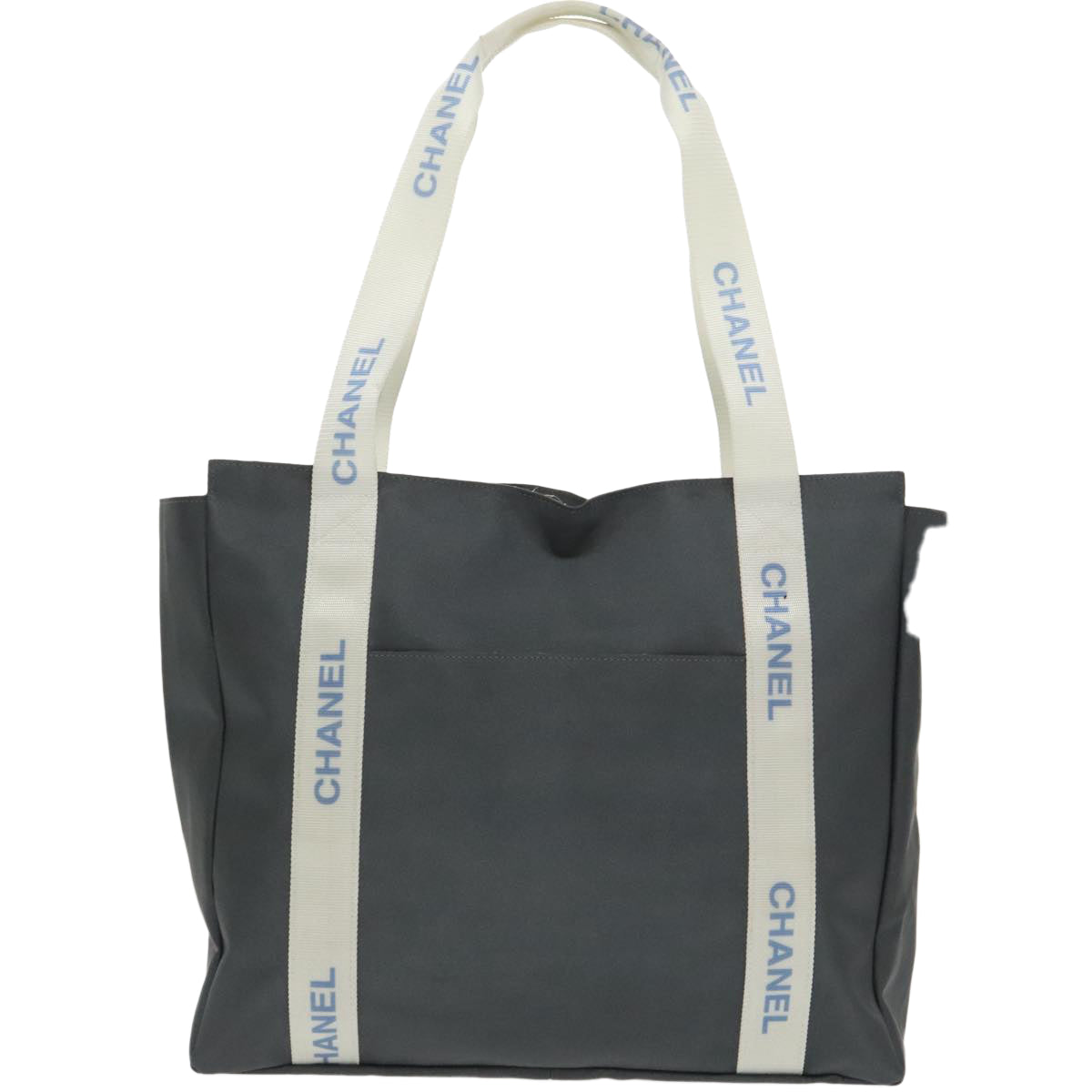 CHANEL Tote Bag Nylon Gray White CC bs19531