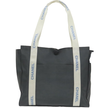 CHANEL Tote Bag Nylon Gray White CC bs19531