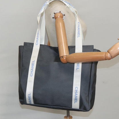CHANEL Tote Bag Nylon Gray White CC bs19531