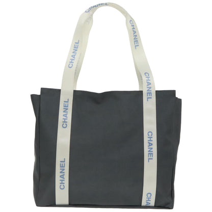 CHANEL Tote Bag Nylon Gray White CC bs19531