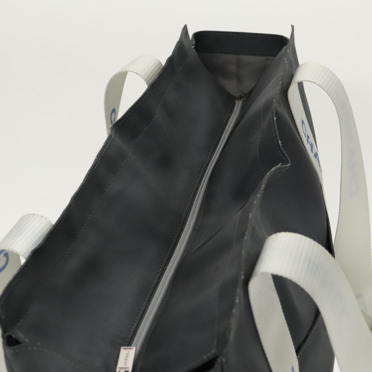 CHANEL Tote Bag Nylon Gray White CC bs19531