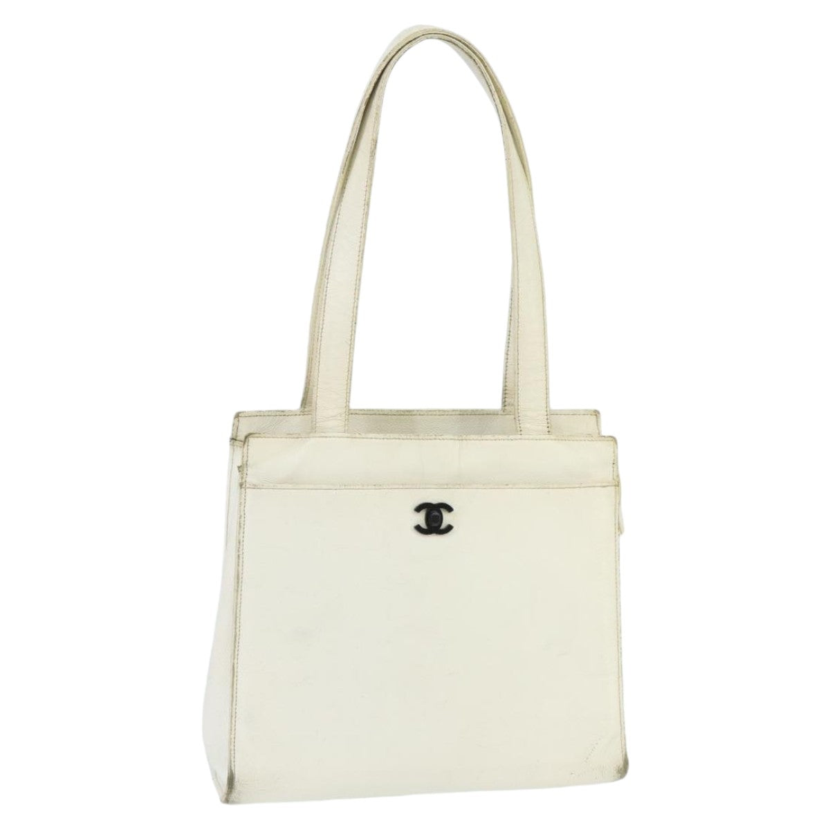 CHANEL Shoulder Bag Caviar Skin White CC bs19618