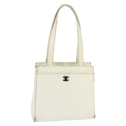 CHANEL Shoulder Bag Caviar Skin White CC bs19618